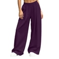 thumbnail image 6 of SYwaren Womens Sweatpants with Pockets Casual Baggy Oversized Fall Comfortable Solid Elastic Waist Pocket Full Length Pants, 6 of 9
