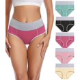 thumbnail image 1 of Calzoncillos de algodón para mujer, calzoncillos de cintura alta, paquete de 5, 1 of 4