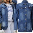 thumbnail image 1 of Vedolay Womens Fall Tops Womens Oversized Fringe Jean Jacket Long Sleeve Denim Jackets,Dark Blue L, 1 of 4