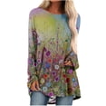 thumbnail image 2 of Qertyioot Hauts de Mode pour Femmes, Blouse Décontractée à Manches Longues Col Rond Imprimé Folk-custom, 2 of 5