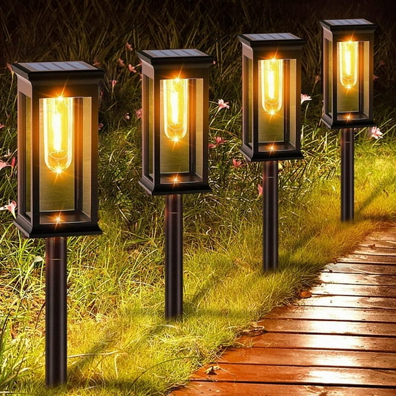 Salange Solar Pathway Lights, 4 Pack Upgraded Brighter Solar Garden Lights Solar Powered, Up to 12 Hours Outdoor Solar Lights for Yard Landscape Lighting Path Walkway Driveway Sidewalk