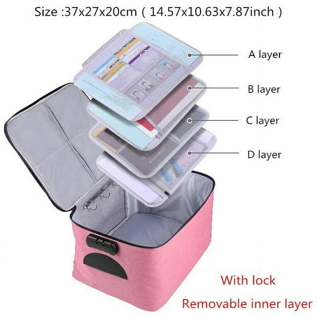 Document Organizer Briefcase A4 Folder Holder Men's Women's Bag Cover Purse Passport Home Safe Functional File Storage Case