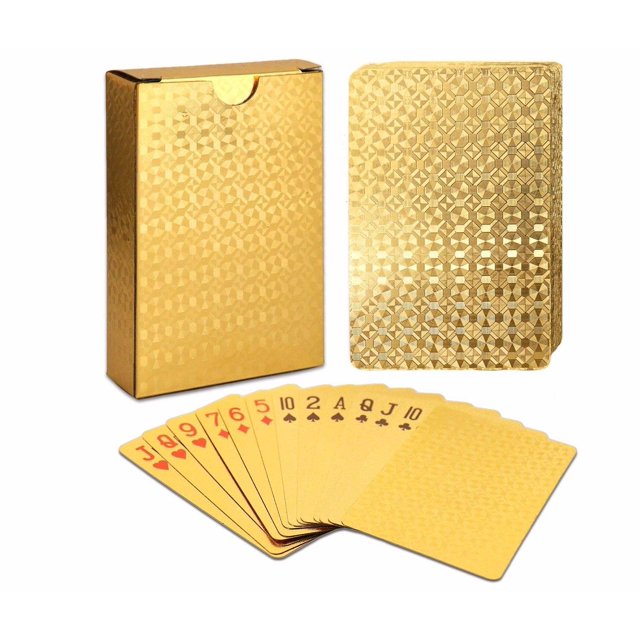 Playing Cards EAY Gold Deck, paquete de 2 unidades, lámina impermeable de 24 quilates