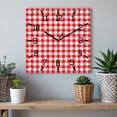 thumbnail image 6 of Red White Plaid Wooden Wall Clock Silent Non Ticking, Modern Farmhouse Buffalo Check Gingham Square Wall Clocks Battery Operated, Decor Clock for Home Office, Living Room, Kitchen, 12 Inch, 6 of 9