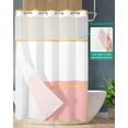 thumbnail image 2 of No Hook Shower Curtain with Snap in Liner, Geometric Modern Art Yellow Stripes White Pink Hotel Shower Curtains for Bathroom, Washable Shower Curtain Liner Set with Mesh Top Window, 72”x78”, 2 of 6