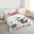 thumbnail image 3 of Feelyou Modern Soccer Sports Full Size Comforter Sets for Kids, Western Football Bedding Comforter Set, White Red Cartoon Theme Reversible Bedding Sets, Luxury Bedroom Decor, 3 Pieces, 3 of 8