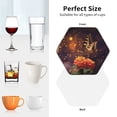 thumbnail image 6 of Lsque Butterfly Sitting on a Flower Pattern 4" Drink Coasters Set of 4, PVC Leather Absorbent Coasters, Table Coaster Set Decorative Coffee Cup Coasters Housewarming Gift -Hexagon, 6 of 6