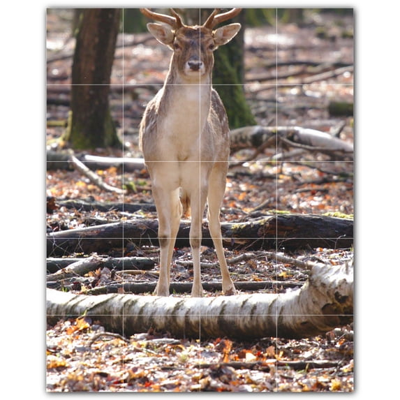 Picture-Tiles.com: Deer Ceramic Tile Wall Mural WAL500460-45S. 17"W x 21.25"H using (20) 4.25" x 4.25" Ceramic Tiles-Satin Finish