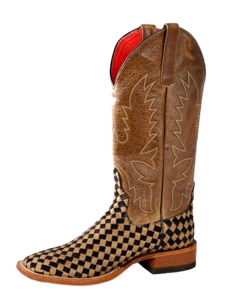 Macie Bean Western Boots Womens Courtly Check Weave Tan Black M9072