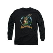 DC Comics Aquaman Sceptor Toss Adult Long Sleeve T-Shirt Tee