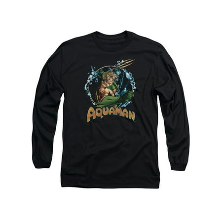 DC Comics Aquaman Sceptor Toss Adult Long Sleeve T-Shirt Tee