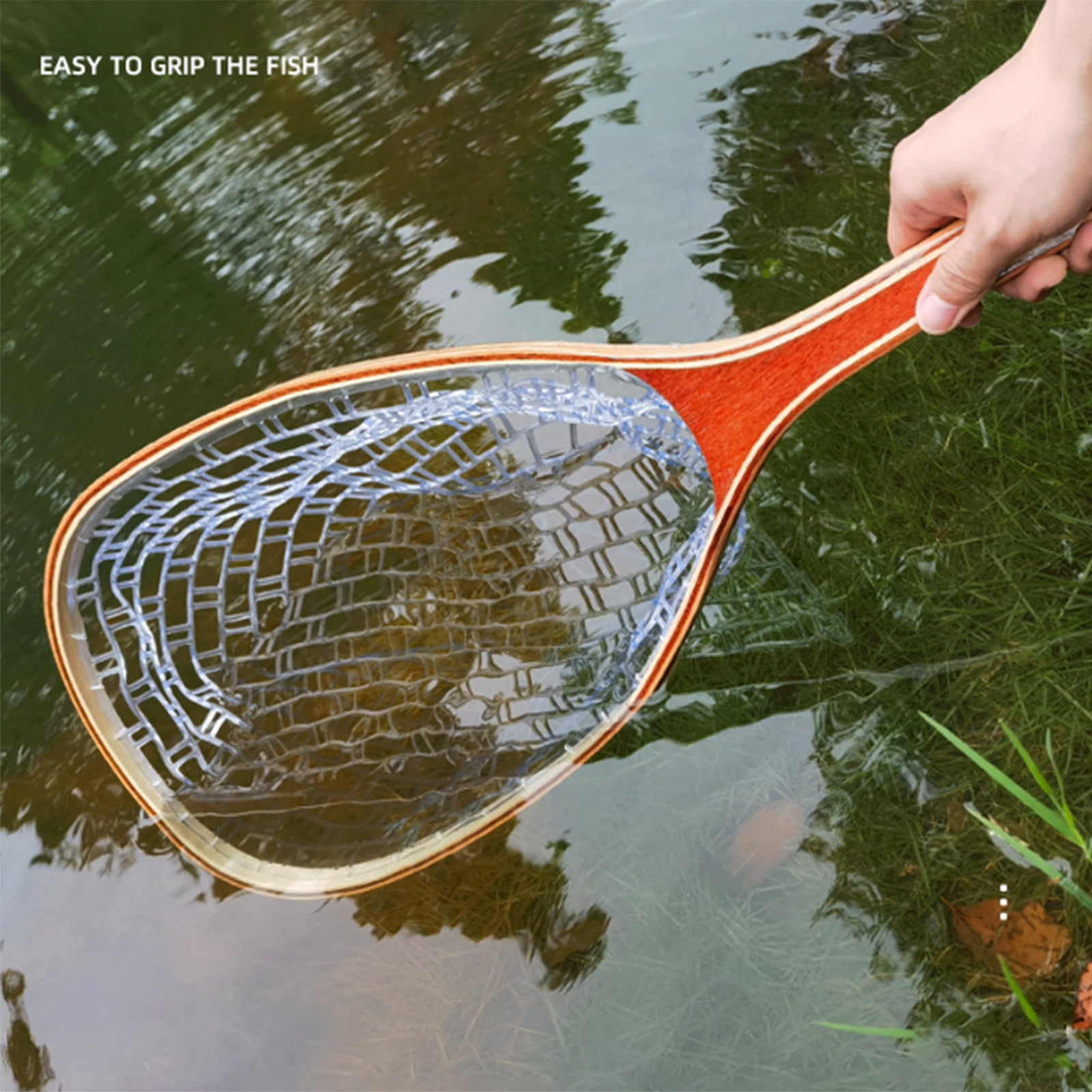 Light Weight Fish Net Frame Fly Fishing Landing Net with Soft Rubber Meshes for Catching and Release Easy to Use