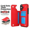 thumbnail image 4 of Case Compatible with iPhone 16, Stylish Card Slots Kickstand PU Leather Back Case Magnetic Closure RFID Blocking Drop Protective Shockproof Cover for iPhone 16, Red, 4 of 8