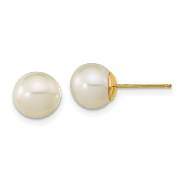 Auriga Fine Jewelry 14K Yellow Gold White Pearl Stud Earrings for Women