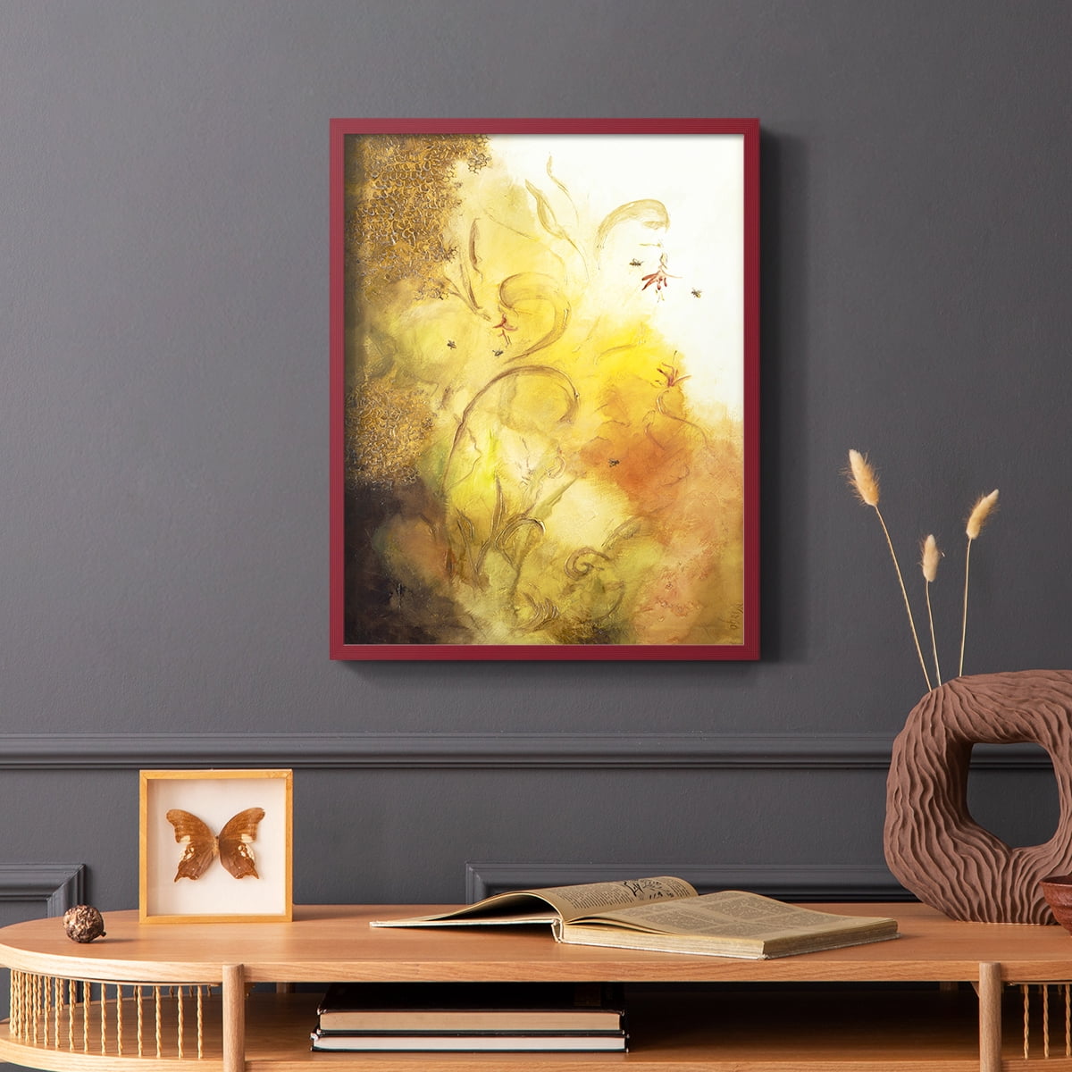 Nectar III Framed Print in Red Solid Wood Framed Print No Nail Hanging
