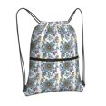 thumbnail image 2 of Wukai Flowers and Butterflies Waterproof Drawstring Backpack with Zipper Pocket,Large Foldable Gym Bag for Women and Men, Perfect for Sports, Yoga, and Travel, 2 of 8