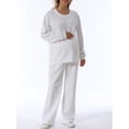 thumbnail image 4 of FOCUSNORM Women Cotton Maternity Sweatshirt Loose Solid Color Crew Neck Long Sleeve Side Zipper Pullover Tops for Fall Winter, 4 of 9