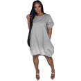 thumbnail image 3 of Robes Décontractées Grande Taille pour Femmes Manches Courtes Mi-Longues Dégradé Été, 3 of 6