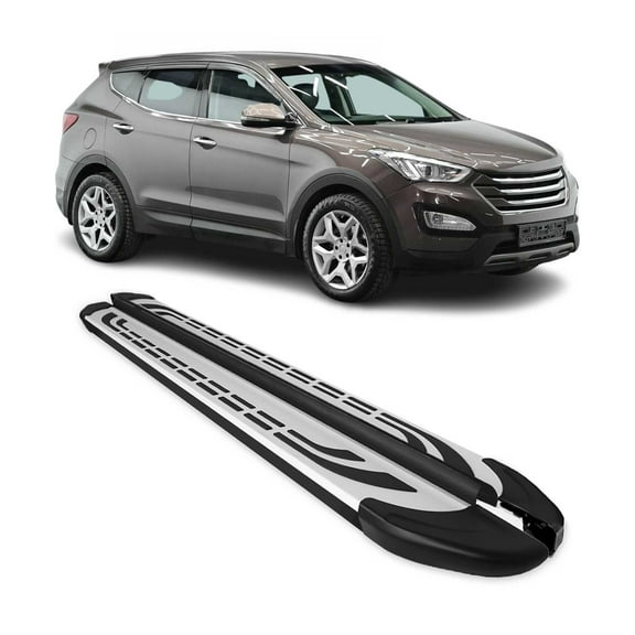 OMAC Nerf Bars Side Step Running Boards for Hyundai Santa Fe 2013-2018 Black Silver