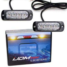 Amber LED Strobe Warning Light Flashers For Jeep, Truck, 4x4, ATV/UTV, Construction Vehicles Ultra Slim Extremely Bright Warning Lamps Powered by (4) High Power LED Lights