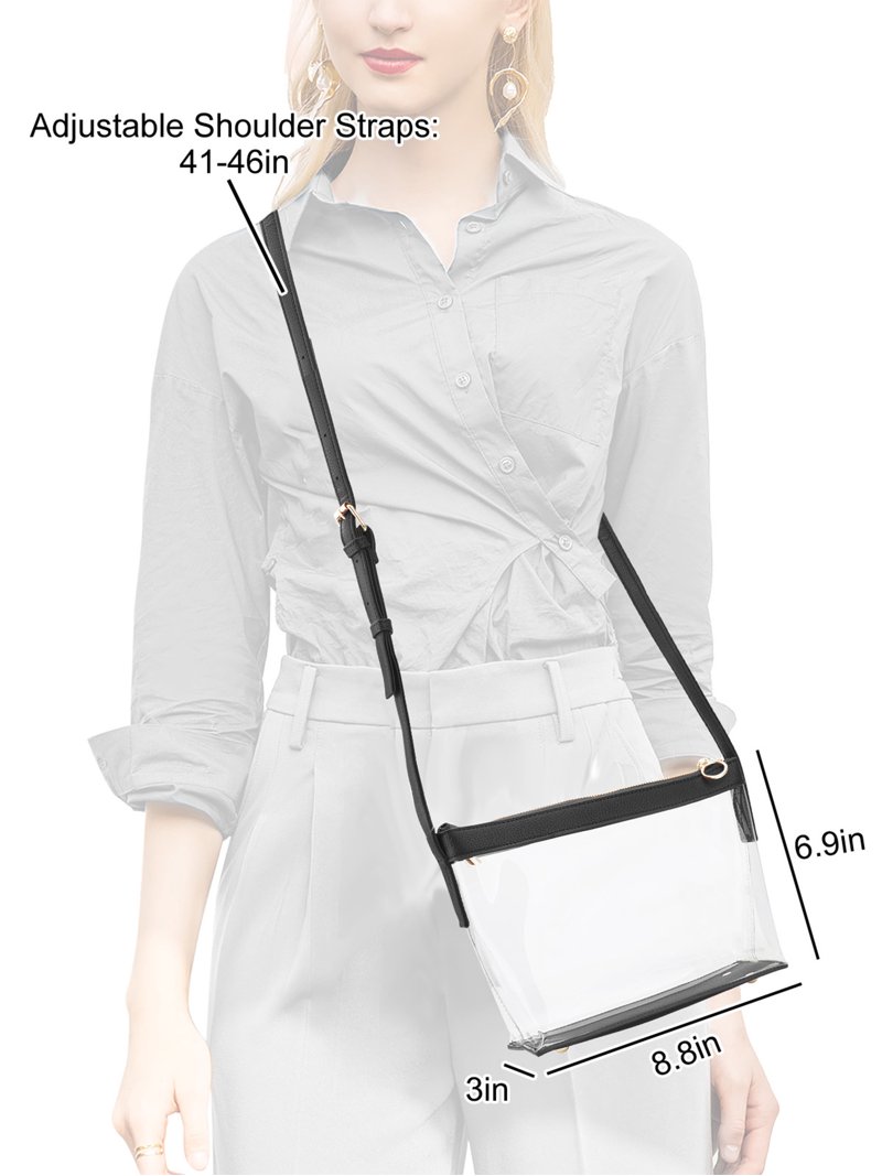 TSV Stadium Approved Clear Crossbody Bag, Clear Zipper Purse with