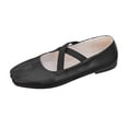 thumbnail image 2 of Women's Square Toe Ballet Flats With Crossed Straps Breathable Soft Sole On Lightweight Non Comfortable Casual Walking Shoes For Everyday Wear Black 36, 2 of 9