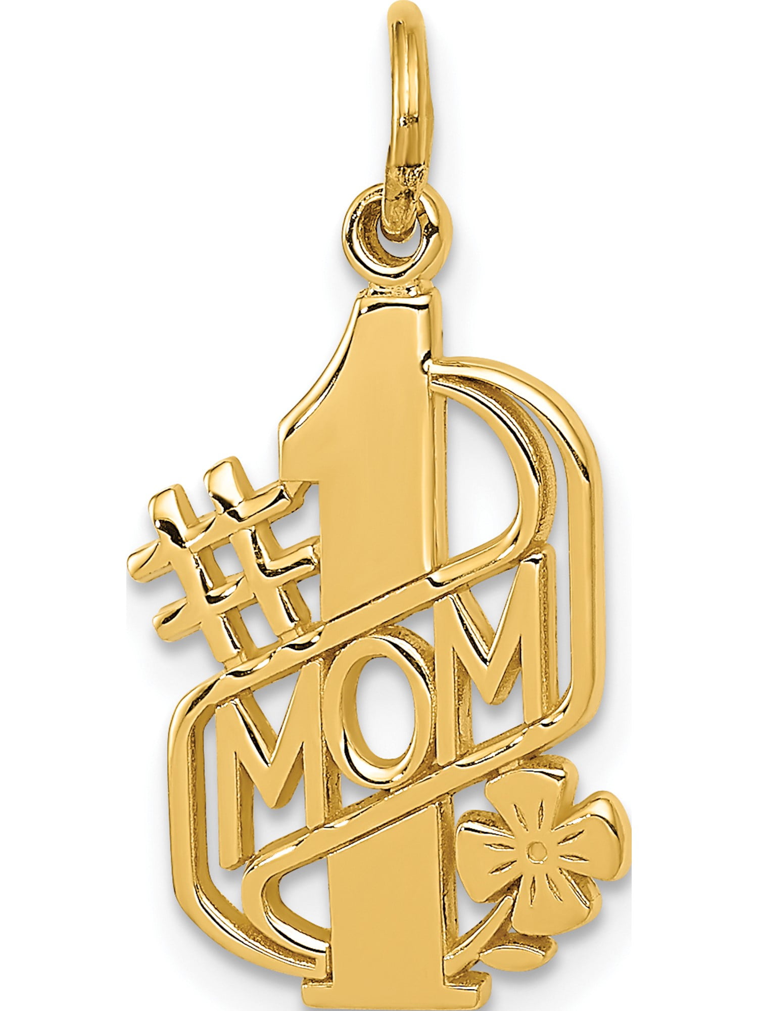 14K White Gold Polished #1 Mom Pendant