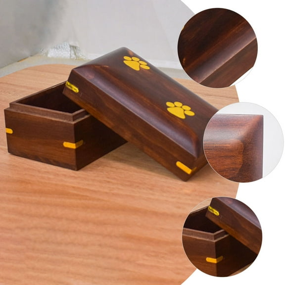 WHAMVOX Pet Urn Wooden Ashes Memorial Box for Dogs or Cats Keepsake for Pet Owners