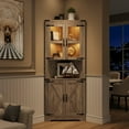 thumbnail image 3 of 67" Farmhouse Corner Cabinet with Lights Tall Corner Storage Cabinet with Glass Door Wooden Storage Organizer  for Living Room, Kitchen, Bathroom,, 3 of 9