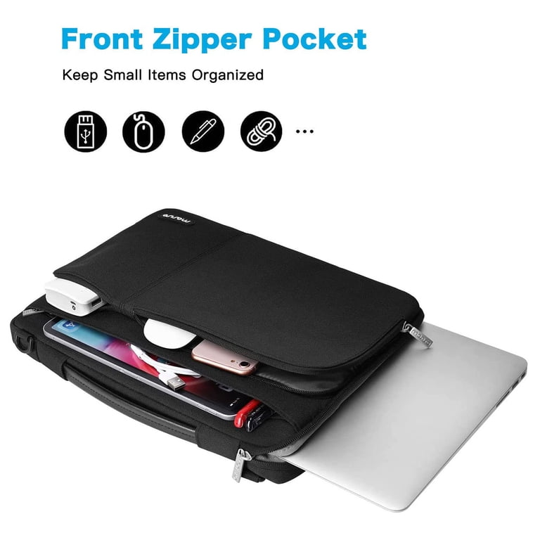 MOSISO Laptop Shoulder Messenger Bag - Compatible With 13-14 Inch MacBooks, Polyester With 4 Front Pockets