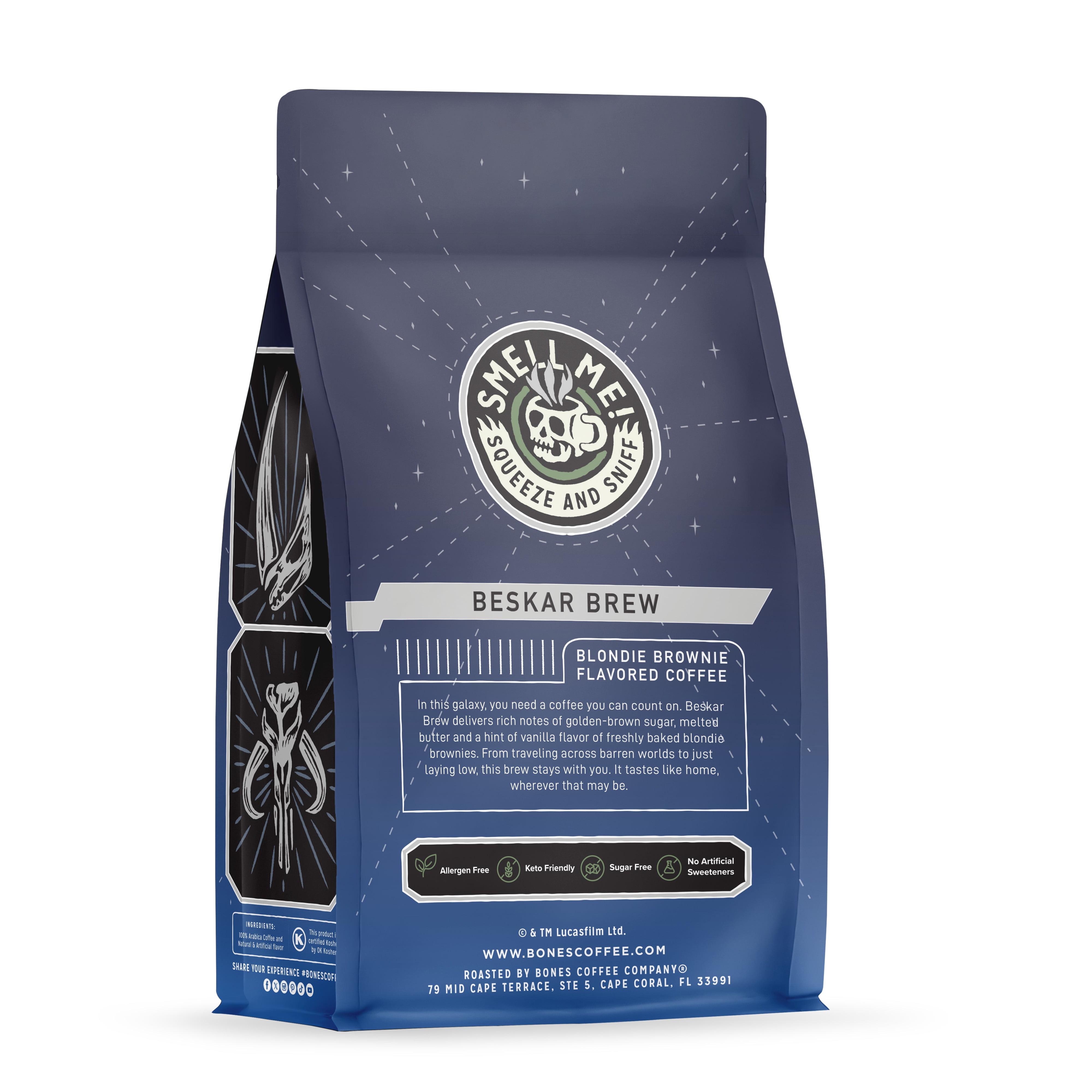 Bones Coffee Beskar Brew Blondie Brownie Flavored Medium Roast Ground Coffee Star Wars Mandalorian & Grogu, 12 oz Bag