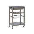 thumbnail image 4 of Linon Natalie Granite Top Rolling Kitchen Storage Island in Gray Wood, 4 of 15