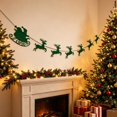 thumbnail image 4 of Green Christmas Felt Hanging Banner,Traditional Sleigh Reindeer Garland,Polyester Festive String Decor For Wall Fireplace Door Party Home Holiday Decor, 4 of 6