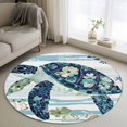 thumbnail image 2 of Blue Teal Coastal Round Rug 4ft Area Rug Washable Soft Non-Slip 4' Circle Low Pile Rugs Sea Turtle Summer Beach Starfish Carpet for Bedroom Living Room Entryway Home Office Dining Room, 2 of 8