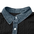 thumbnail image 5 of MaFYtyTPR Women's Cardigan Jacket Fall Winter Denim Patchwork Versatile Shirts for Fall Winter Daily Wear Black M, 5 of 6