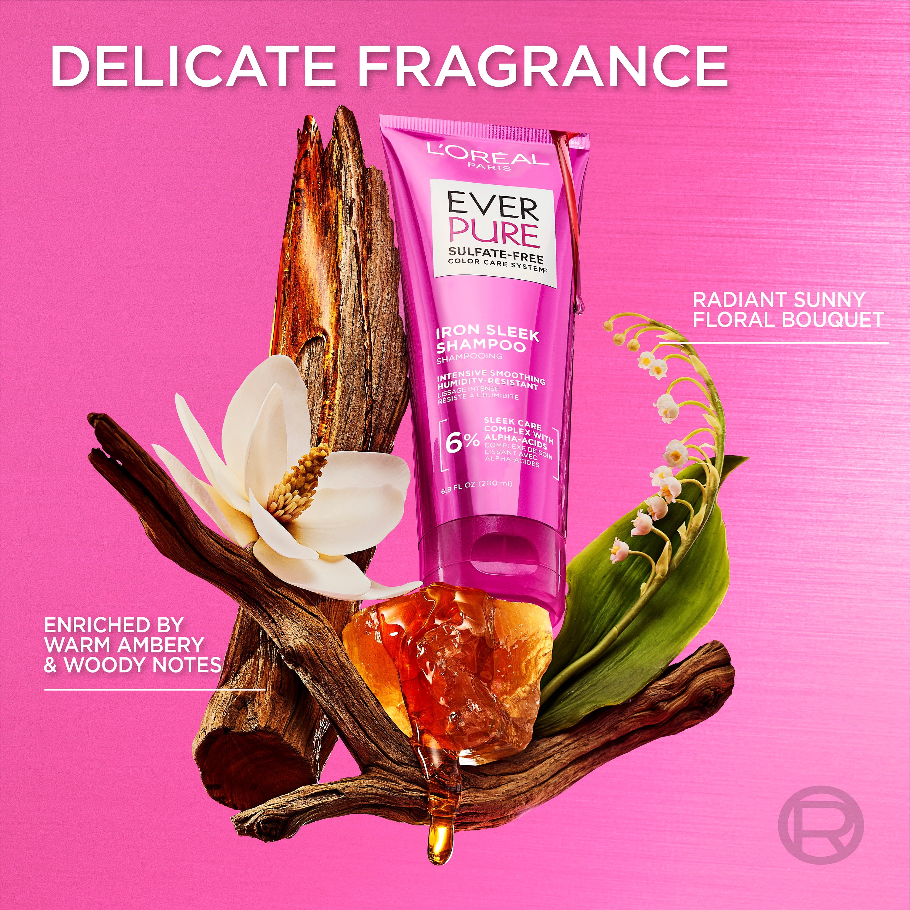 L'Oreal Paris EverPure Sulfate Free Iron Sleek Smoothing Shampoo, 6.8 fl oz