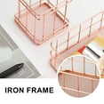 thumbnail image 3 of Metal iron pen holder Office organizer basket Stationery makeup brush organizer bucket - Rose gold, 3 of 5