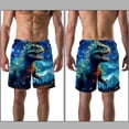 thumbnail image 3 of luoweisi Men's Beach Shorts Quick Dry Swim Trunks with Mesh Lining Cartoon Dinosaur L, 3 of 5