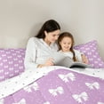 thumbnail image 4 of Manfei Ribbon Bow Knot Bedding Comforter Set,Princess Bowtie Twin Comforter Sets,Purple White Bedding Set For Teens,Luxury Bedroom Decor Reversible,2-Piece, 4 of 7