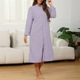 thumbnail image 2 of CHUMUD Women Robes Zipper Fleece Bathrobe Long Sleeve Loose Pajamas Plush Warm House Coat Lounger Cute Lightweight Gown, 2 of 9