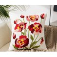 thumbnail image 4 of Flower Embroidered Pillow Covers Farmhouse Throw Pillow Cover Garden Cushion Case for Home Decor Couch Throw Pillows 18x18inch Set of 4, 4 of 6