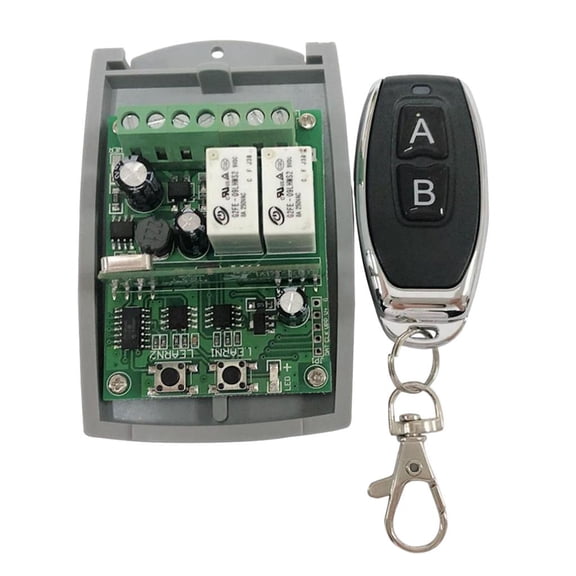 Módulo De De 2 Canales, Receptor De Interruptor Inalámbrico + Transmisor Remoto (botón B) Para Puertas De Garaje, Iluminación, E Sunnimix Módulo de interruptor de control de relé