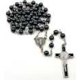 thumbnail image 4 of TALISMAN4U CATHOLIC ROSARY NECKLACE Black Hematite Beads Saint Benedict Medal & Cross Crucifix in Gift Box, 4 of 4