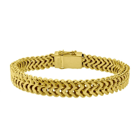 Yellow-tone 925 Sterling Silver Mens Franco Bracelet Link Bracelet for Men - In Sterling Silver