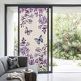 thumbnail image 3 of Purple Flowers Window Privacy Film, Butterfly Spring Floral Rustic Farmhouse Static Cling UV Sun Blocking Heat Control Window Tint Day and Night, Non-Adhesive One Way Privacy Cover 35.4''x78.7'', 3 of 7