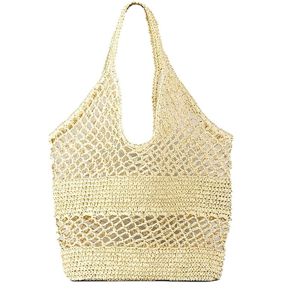 CoCopeaunts Straw Bag for women Summer Mesh Beach Bag Woven Hobo Handbag Hollow Tote Bag Vacation Straw Bag