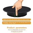 thumbnail image 2 of Qinmay Placa giratoria eléctrica de 360 ​​grados, recargable, de bajo ruido, ajustable, rotación suave, soporte de exhibición antideslizante para productos fotográficos (negro, 7,8 pulgadas/carga 17 L, 2 of 5