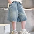 thumbnail image 2 of Boys Denim Shorts Casual Mid Elastic Waist Baggy Jeans Shorts with Pockets Y2K Straight Leg Loose Jorts Denim Shorts for Juniors, 2 of 7