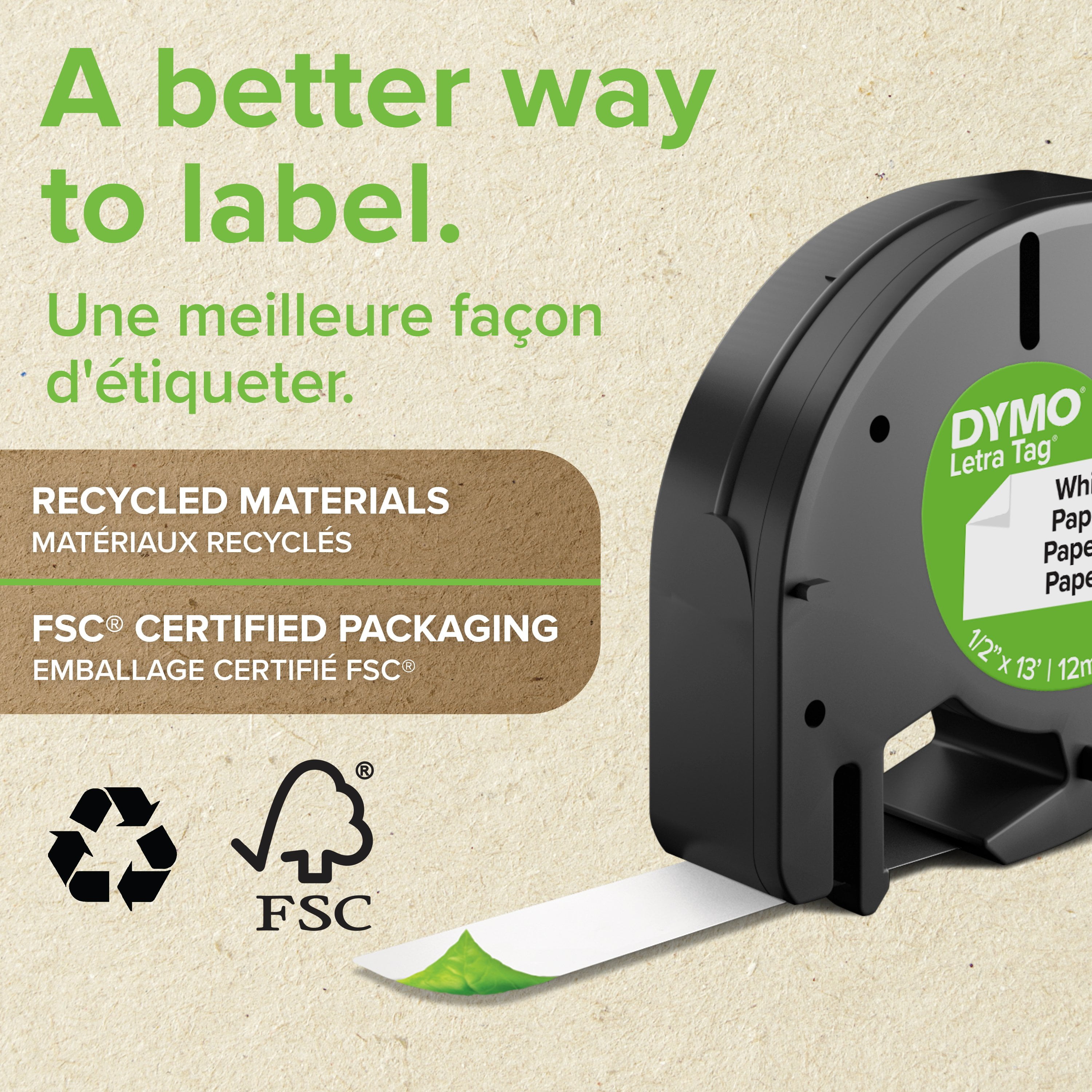 DYMO LetraTag 100T Plus Label Maker, Black Print on White Label Tape (1/2" x 13 feet)