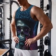 thumbnail image 5 of Gukieu Punk Style Blue Haired Skull Print Men's Quick Dry Fitness Vest, Round Neck Sleeveless Fitness Bodybuilding Top-X-Large, 5 of 7